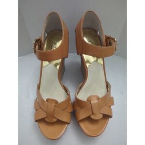 Michael Kors Jetset6 Somerly Wedge Shoes Peanut Size 9.5 M Studded City Club